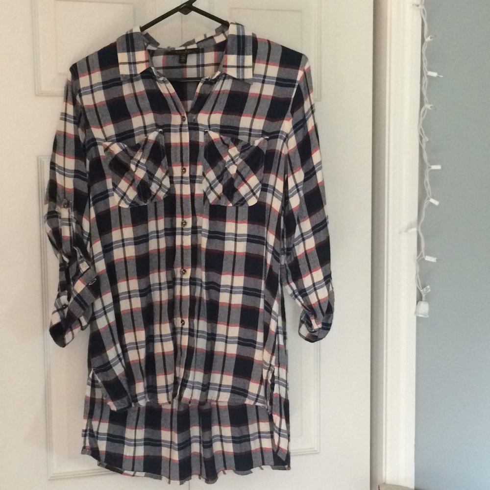 Red White & Blue button down flannel